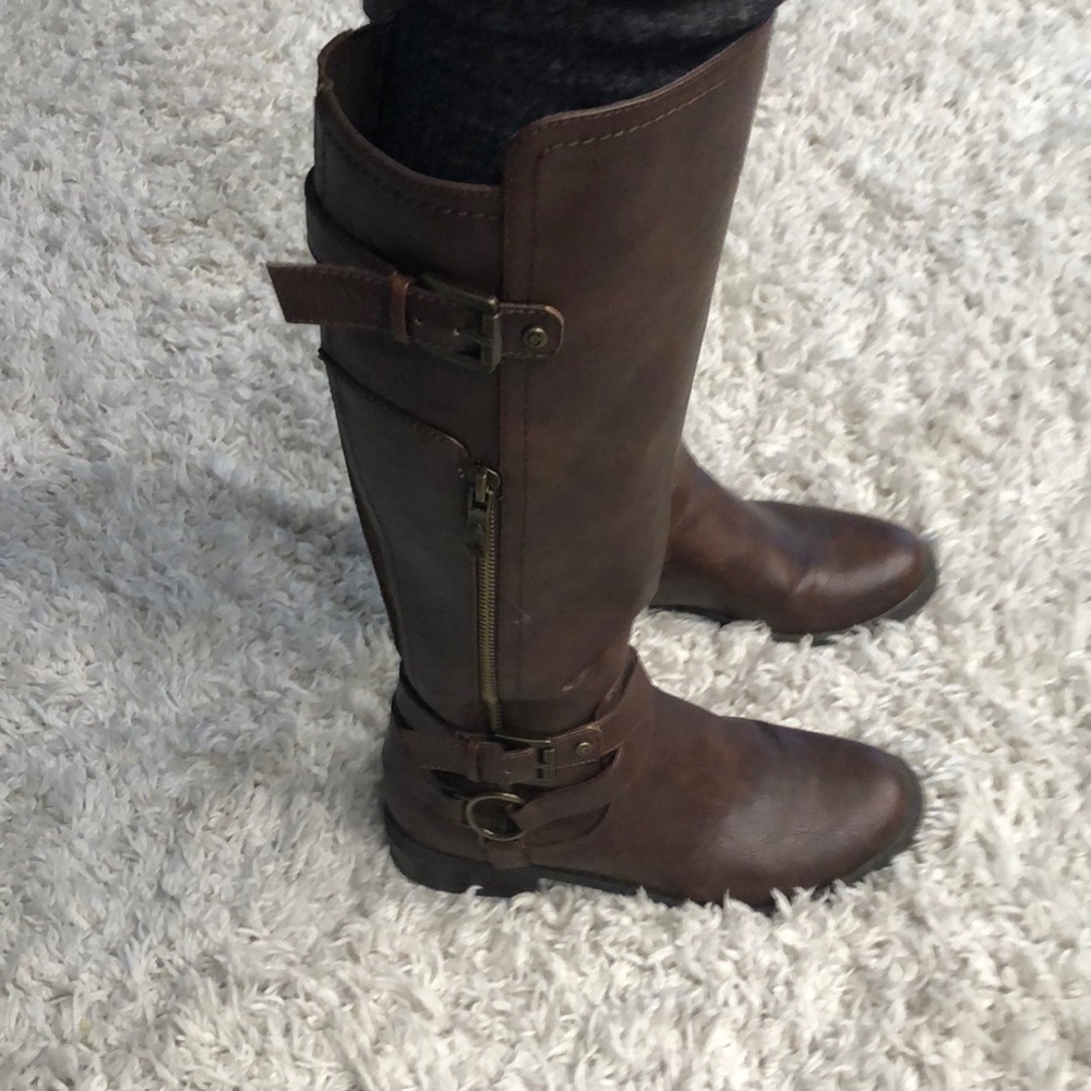 G by Guess brown leather riding boot